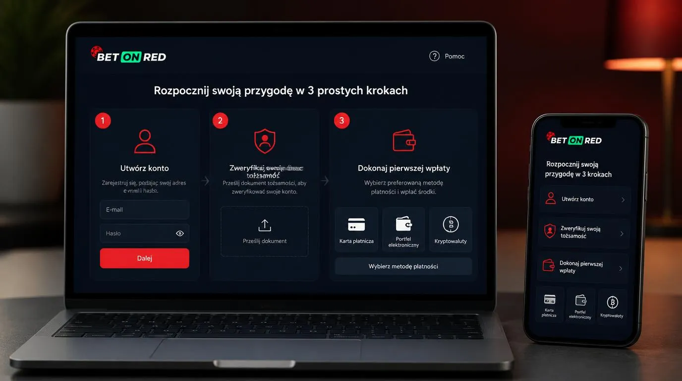 Panel rejestracji, weryfikacji tożsamości i wyboru metody pierwszej wpłaty w kasynie online